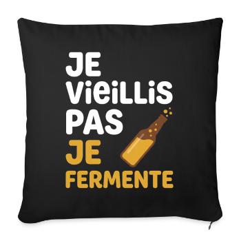 Ich alter nicht, ich fermentiere Bier, lustiger Geschenk-Humor - Sofakissenbezug 45 x 45 cm - Schwarz - Vorne