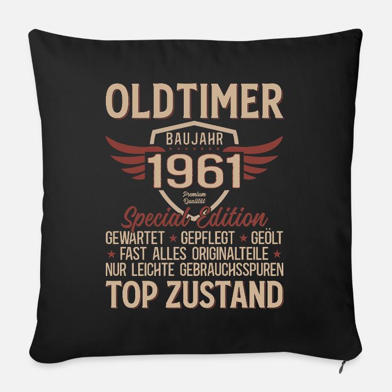 65. Geburtstag Shirt – Oldtimer 1961 Vintage Retro - Sofakissenbezug 45 x 45 cm - Schwarz