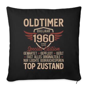Chemise pour son 66e anniversaire – Vintage rétro des années 1960 - Housse de coussin décorative 45 x 45 cm - noir - Devant