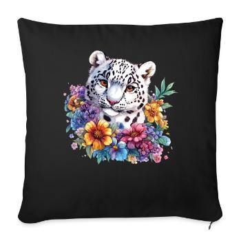 Magie des Fleurs de Léopard - Housse de coussin décorative 45 x 45 cm - noir - Devant