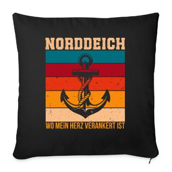 NORDDEICH WHERE MY HEART IS ANCHORED Funny - Sofa pillowcase 17,3'' x 17,3'' (45 x 45 cm) - black - Front