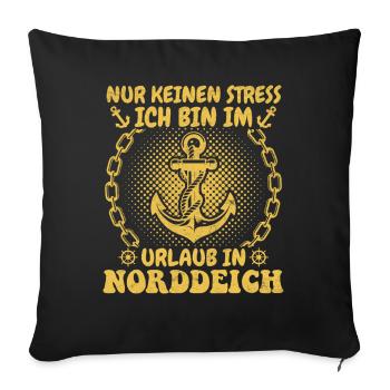 North Sea holiday JUST DON'T STRESS I'M ON HOLIDAY - Sofa pillowcase 17,3'' x 17,3'' (45 x 45 cm) - black - Front