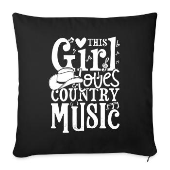 Cette fille adore la musique country - Housse de coussin décorative 45 x 45 cm - noir - Devant