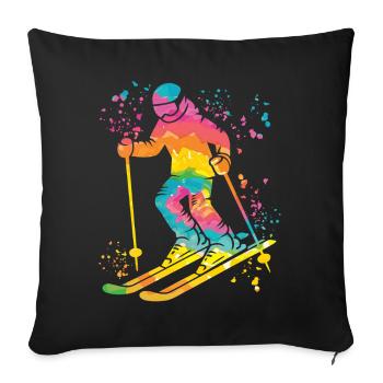 Alpine skiing Winter sports Nordic skiing - Sofa pillowcase 17,3'' x 17,3'' (45 x 45 cm) - black - Front