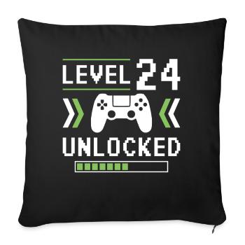 24th Birthday Level 24 unlocked - Sofa pillowcase 17,3'' x 17,3'' (45 x 45 cm) - black - Front