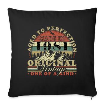 Fabriqué en 1981 - Edition limitée - Année de naissance - Housse de coussin décorative 45 x 45 cm - noir - Devant