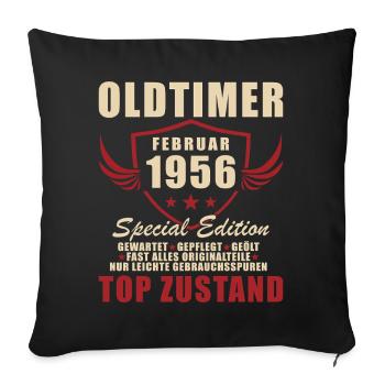 Février 1956 Anniversaire voiture classique 1956 - Housse de coussin décorative 45 x 45 cm - noir - Devant