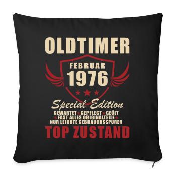 February 1976 Birthday Oldtimer 1976 - Sofa pillowcase 17,3'' x 17,3'' (45 x 45 cm) - black - Front