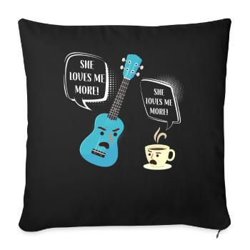Hawaiian Ukulele Uke She Loves Me - Sofakissenbezug 45 x 45 cm - Schwarz - Vorne
