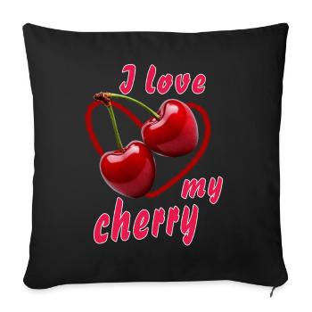 CERISES J’adore ma cerise - Housse de coussin décorative 45 x 45 cm - noir - Devant