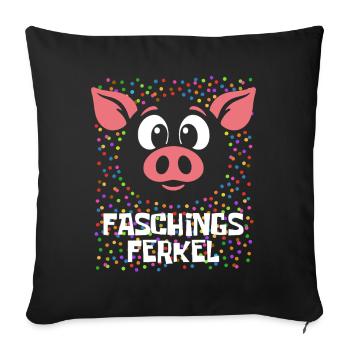 Le Porcelet du Carnaval | Déguisement costumé de carnaval - Housse de coussin décorative 45 x 45 cm - noir - Devant