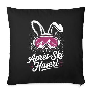 Après-ski bunny hut fun Skier ski bunny - Sofa pillowcase 17,3'' x 17,3'' (45 x 45 cm) - black - Front