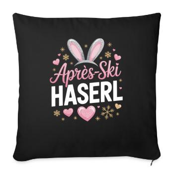 Après-ski bunny hut fun Skier ski bunny - Sofa pillowcase 17,3'' x 17,3'' (45 x 45 cm) - black - Front
