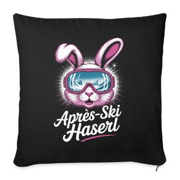 Après-ski bunny hut fun Skier ski bunny - Sofa pillowcase 17,3'' x 17,3'' (45 x 45 cm) - black - Front