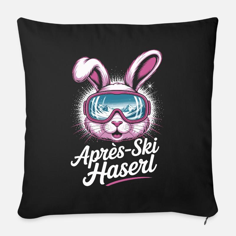 Apres Ski Haserl Hüttengaudi Skifahrerin Skihaserl - Sofakissenbezug 45 x 45 cm - Schwarz