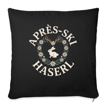 Après-ski bunny hut fun Skier ski bunny - Sofa pillowcase 17,3'' x 17,3'' (45 x 45 cm) - black - Front