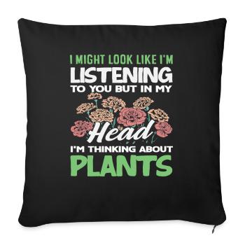 Je pense aux plantes, jardinier drôle - Housse de coussin décorative 45 x 45 cm - noir - Devant
