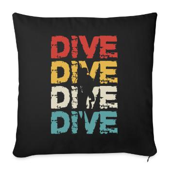 Design rétro vintage diver - Housse de coussin décorative 45 x 45 cm - noir - Devant