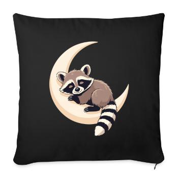 Raton laveur lunaire sur le croissant - Housse de coussin décorative 45 x 45 cm - noir - Devant