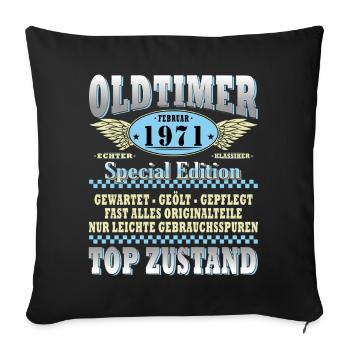 Cadeau d’anniversaire original de février 1971 - Housse de coussin décorative 45 x 45 cm - noir - Devant