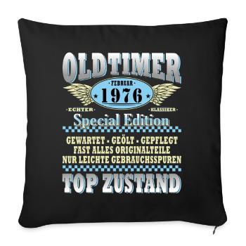 Vintage février Vintage 1976 50e anniversaire de l’homme - Housse de coussin décorative 45 x 45 cm - noir - Devant