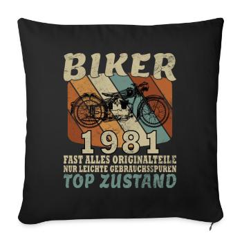 45e anniversaire motard motard 1981 - Housse de coussin décorative 45 x 45 cm - noir - Devant