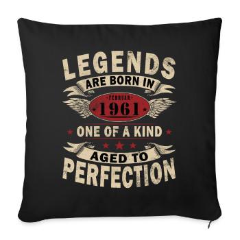 Février 1961. Février 1961 Cadeau d’anniversaire. - Housse de coussin décorative 45 x 45 cm - noir - Devant