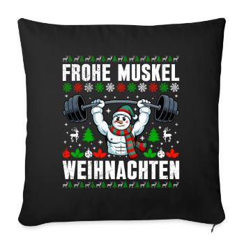 Gym MERRY MUSCLE CHRISTMAS Funny - Sofa pillowcase 17,3'' x 17,3'' (45 x 45 cm) - black - Front