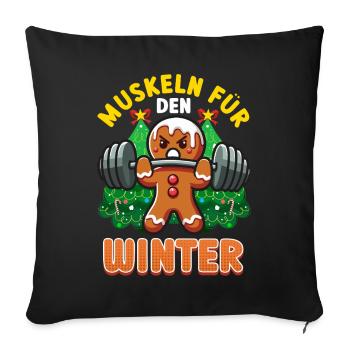 MUSCLES FOR WINTER Gingerbread Man Funny - Sofa pillowcase 17,3'' x 17,3'' (45 x 45 cm) - black - Front