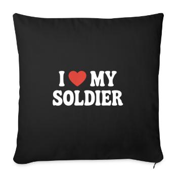 J’aime mon Soldat - Housse de coussin décorative 45 x 45 cm - noir - Devant