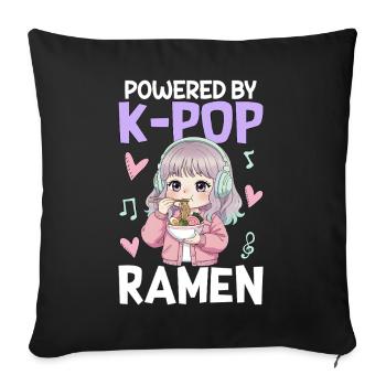 Powered By K-Pop Ramen - Sofa pillowcase 17,3'' x 17,3'' (45 x 45 cm) - black - Front