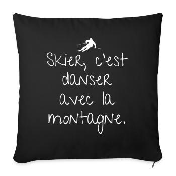 Skier danse avec la montagne - Housse de coussin décorative 45 x 45 cm - noir - Devant