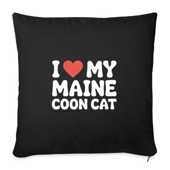 J’adore mon chat Maine Coon - Housse de coussin décorative 45 x 45 cm - noir - Devant