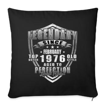 Février 1976. Février 1976 Cadeau d’anniversaire. - Housse de coussin décorative 45 x 45 cm - noir - Devant