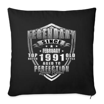 Février 1991 - Jubilé 1991 Vintage février 1991 - Housse de coussin décorative 45 x 45 cm - noir - Devant