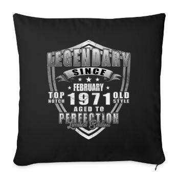 Born in February 1971 vintage 1971 Birthday - Sofa pillowcase 17,3'' x 17,3'' (45 x 45 cm) - black - Front