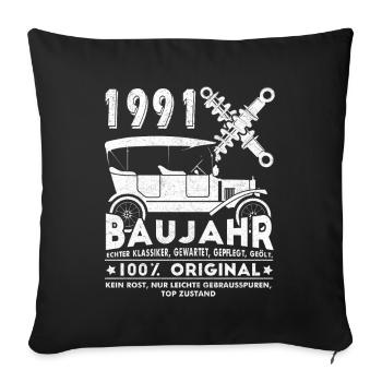Année d’anniversaire du millésime 1991 - Housse de coussin décorative 45 x 45 cm - noir - Devant