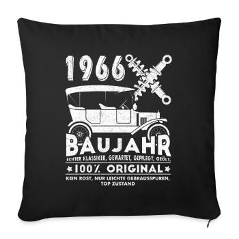 Cadeau vintage 1966 60e anniversaire 60 ans - Housse de coussin décorative 45 x 45 cm - noir - Devant
