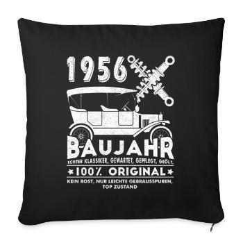 1956 Year of birth - Sofa pillowcase 17,3'' x 17,3'' (45 x 45 cm) - black - Front