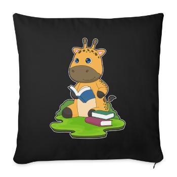 Livre des nerds de la girafe - Housse de coussin décorative 45 x 45 cm - noir - Devant