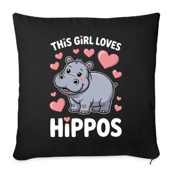 Hippopotamus Sayings Hippopotamus Joke Hippopotamus Gift - Sofa pillowcase 17,3'' x 17,3'' (45 x 45 cm) - black - Front