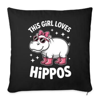 Hippopotamus Sayings Hippopotamus Joke Hippopotamus Gift - Sofa pillowcase 17,3'' x 17,3'' (45 x 45 cm) - black - Front