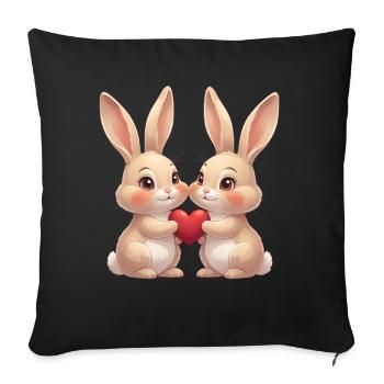 Twin Bunny Heart Joy - Sofa pillowcase 17,3'' x 17,3'' (45 x 45 cm) - black - Front