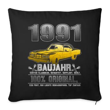 Original 1991 Millésime 1991 Anniversaire rétro 1991 - Housse de coussin décorative 45 x 45 cm - noir - Devant