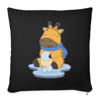 Giraffe Winter Schneeball - Sofakissenbezug 45 x 45 cm - Schwarz - Vorne
