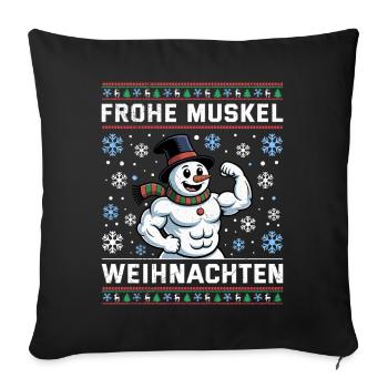 Gym MERRY MUSCLE CHRISTMAS Funny - Sofa pillowcase 17,3'' x 17,3'' (45 x 45 cm) - black - Front
