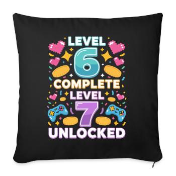 Niveau 6 Niveau 7 complété Débloqué - Housse de coussin décorative 45 x 45 cm - noir - Devant