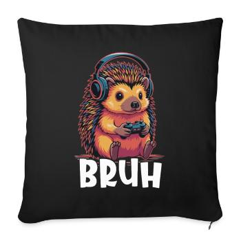 Gamer Igel mit Kopfhörern - Sofakissenbezug 45 x 45 cm - Schwarz - Vorne