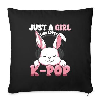 K-Pop Bunny with Headphones - Sofa pillowcase 17,3'' x 17,3'' (45 x 45 cm) - black - Front