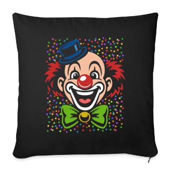 Clown de Carnaval | costume coloré de carnaval - Housse de coussin décorative 45 x 45 cm - noir - Devant